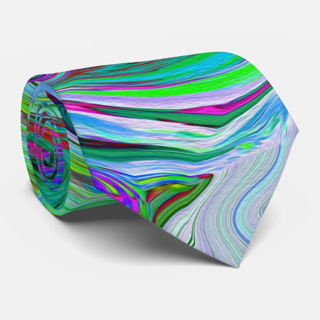 Retro grön, röd och magenta abstrakt groovy virvel slips (Rullad)
