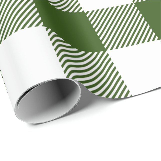 Retro grön vit jul nyår tartan rutig presentpapper (Rullad Hörn)