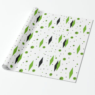 Retro gröna diamanter & Starbursts som slår in Presentpapper