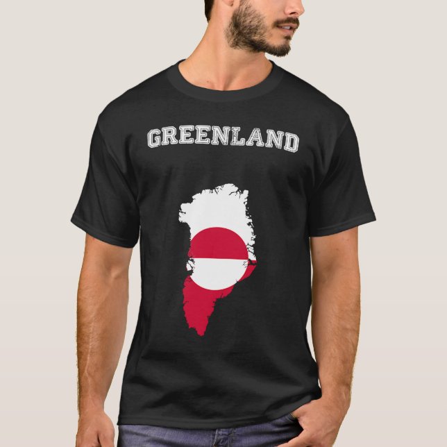 Retro Grönland Distress Grönland Flagga T Shirt (Framsida)