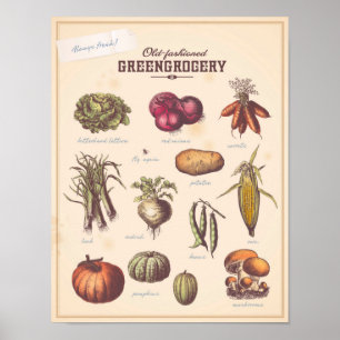 Retro grönsakväggkonst (2) poster