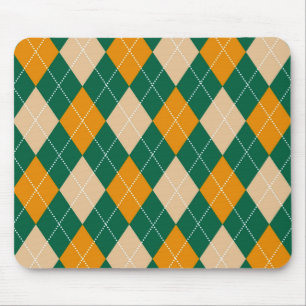 Retro Grönt Beige Mustard Argyle Diamond Mönster Musmatta