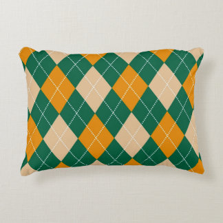 Retro Grönt Beige Mustard Argyle Mönster Prydnadskudde