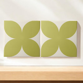 Retro Grönt Blommigt Petal Mid Century Modern Stil Kakelplatta