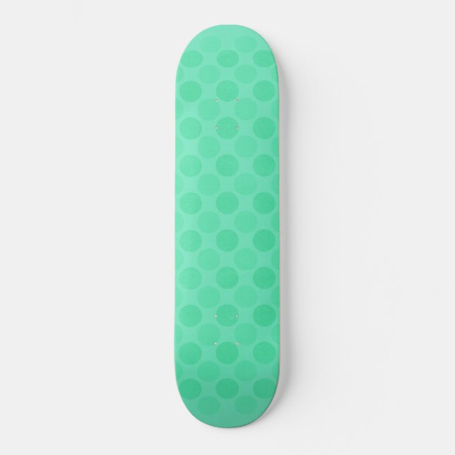 Retro-grönt-cirklar mönster mini skateboard bräda 18,5 cm (Framsida)