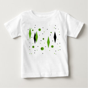 Retro Grönt Diamonds & Starbursts Baby T-Shirt