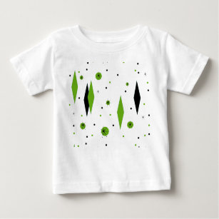Retro Grönt Diamonds & Starbursts Baby T-Shirt