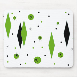 Retro Grönt Diamonds & Starbursts Mousepad Musmatta