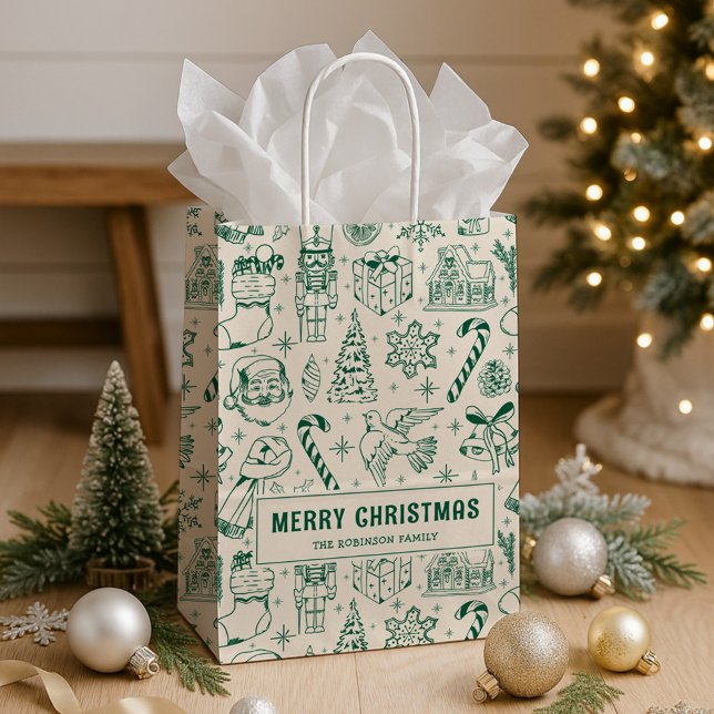 Retro Grönt Doodle God jul (Skapare uppladdad)