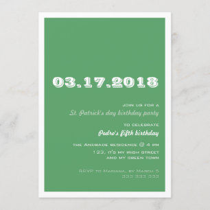 Retro grönt för st patricks dayfödelsedagsfest inbjudningar