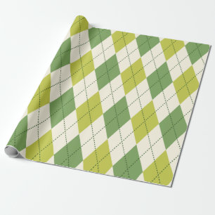 Retro grönt geometriskt Argyle mönster Presentpapper