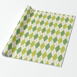 Retro grönt geometriskt Argyle mönster Presentpapper