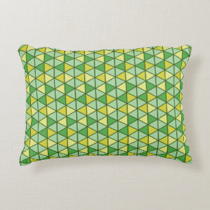 Retro Grönt Gult Triangle Geometric Mönster Prydnadskudde