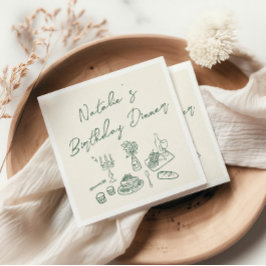 Retro Grönt Hand plockade Roligt Birthday Quirky M Pappersservett