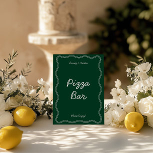 Retro Grönt Handwriter Pizza Pub Tabletop Sign Inbjudningar