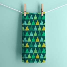 Retro Grönt Julgranar på Grönt Kökshandduk