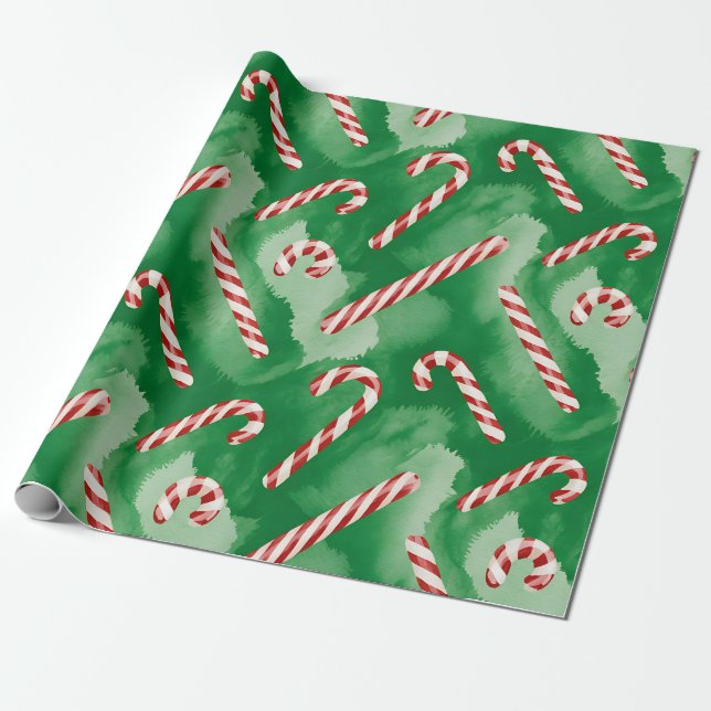 Retro grönt julpapper (Utrullad)