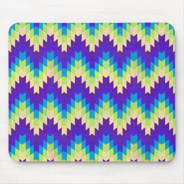 Retro Grönt & Lila Wacky Geometric Mönster Musmatta (Framsidan)