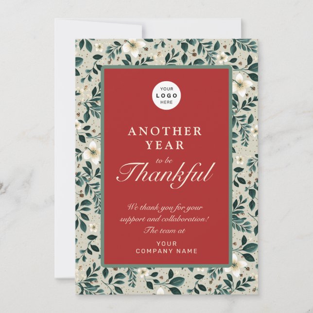 Retro-grönt-logotyp namn julkort (Framsida)