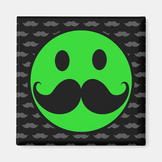 Retro Grönt Mustache Mustache Stache Magnet (Framsidan)