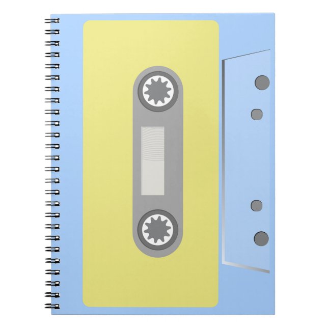 Retro-Grönt och blåkassettband Anteckningsbok (Framsidan)