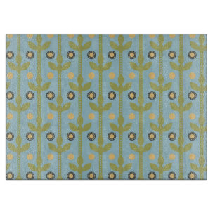 Retro Grönt och Blue Cute Folksy-Blommönstret