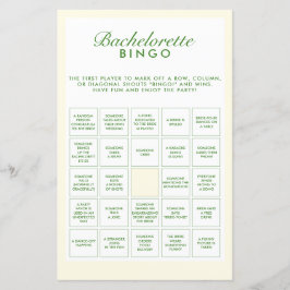 Retro-Grönt och Gult Bachelorette Bingo-spel