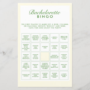 Retro-Grönt och Gult Bachelorette Bingo-spel