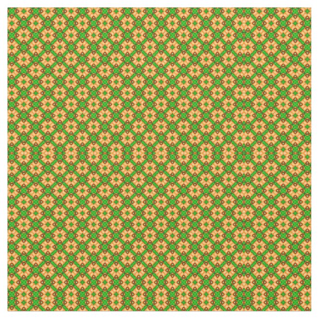 Retro-grönt och orange, geometriskt mönster tyg (Närbild)