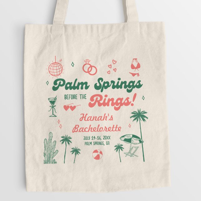 Retro Grönt och Rosa Handflatan Vår Bachelorette Tygkasse (Skapare uppladdad)