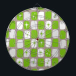 Retro Grönt och White Starbursts Dartboard Piltavla<br><div class="desc">Den här Retro-Grönten och White Starbursts Dartboard är en så fantastisk tidsålder att du inte kan begränsa din entusiasm. Och varför vill du det? Den moderna designen från 1960-talet har en mörk som är läcker grått-bakgrund och raderna med perfekt ofullständiga rektanglar i grönt, vitt och grått. Kitschyvita stjärnor och gröntar...</div>