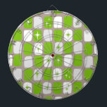 Retro Grönt och White Starbursts Dartboard Piltavla<br><div class="desc">Den här Retro-Grönten och White Starbursts Dartboard är en så fantastisk tidsålder att du inte kan begränsa din entusiasm. Och varför vill du det? Den moderna designen från 1960-talet har en mörk som är läcker grått-bakgrund och raderna med perfekt ofullständiga rektanglar i grönt, vitt och grått. Kitschyvita stjärnor och gröntar...</div>