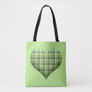 Retro grönt plaid puffy eart Sankt Patrick retro Tygkasse