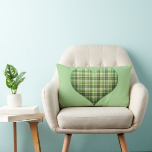Retro grönt plaid puffy eart St Patrick Lumbarkudde