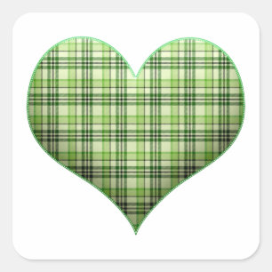 Retro grönt plaid puffy eart St Patrick retro Sq Fyrkantigt Klistermärke