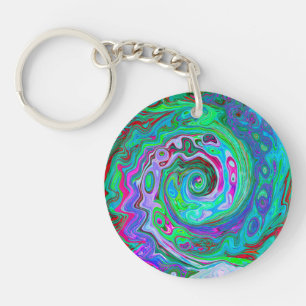 Retro Grönt, Red and Magenta Abstrakt Groovy Swirl