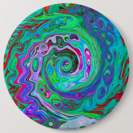Retro Grönt, Red and Magenta Abstrakt Groovy Swirl Knapp