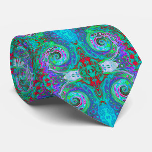 Retro Grönt, Red and Magenta Abstrakt Groovy Swirl Slips
