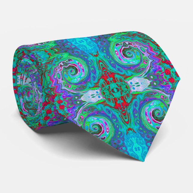 Retro Grönt, Red and Magenta Abstrakt Groovy Swirl Slips (Rullad)