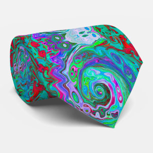 Retro Grönt, Red and Magenta Abstrakt Groovy Swirl Slips