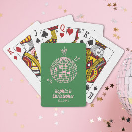 Retro Grönt & Rosa Disco Boll Bröllop Personlig Casinokort