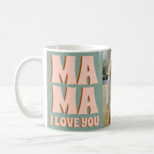 Retro Grönt Rosa Funny Mors dag Photo Kaffemugg