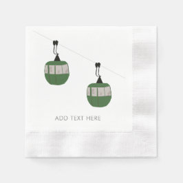 Retro Grönt Ski Gondola Hiss Skiers Pappersservett