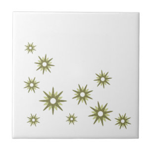 Retro Grönt Starburst Design Ceramic Tile Kakelplatta