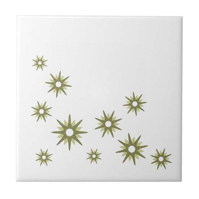 Retro Grönt Starburst Design Ceramic Tile Kakelplatta (Framsidan)