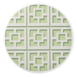 Retro Grönt Trellis Ceramic Drag Knopp