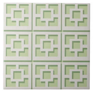 Retro Grönt Trellis Ceramic Tile Kakelplatta