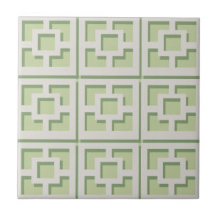 Retro Grönt Trellis Ceramic Tile Kakelplatta