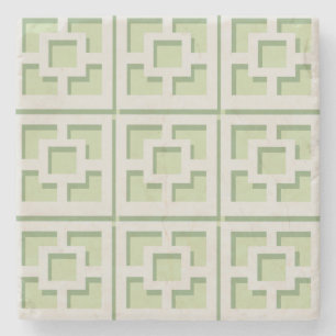 Retro Grönt Trellis Stone Underlägg