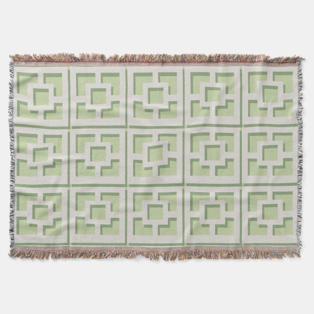 Retro Grönt Trellis Throw Blanket Filt (Framsidan)